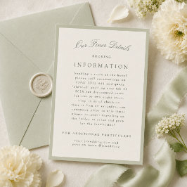 Tarjeta De Recepción Detalles de la Boda Verde Pistacho