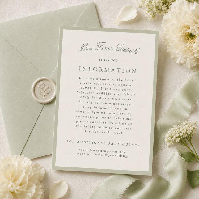 Tarjeta De Recepción Detalles de la Boda Verde Pistacho (Subido por el creador)