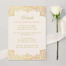 Detalles de la Boda Vintage Dorado Elegante Marfil