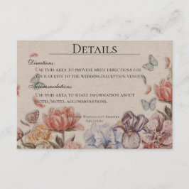 Tarjeta De Recepción Detalles de la Boda Vintage en el Jardín de la Mar