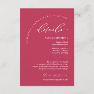Tarjeta De Recepción Detalles de la boda Viva Magenta Bold