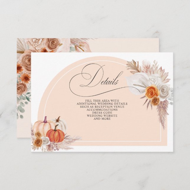 Tarjeta De Recepción Detalles de la caída de las calabazas de Boho Terr (Anverso / Reverso)