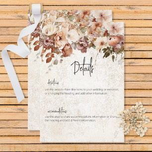 Tarjeta De Recepción Detalles de la caída floral rusa neutra y rosa