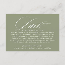 Tarjeta De Recepción Detalles de la caligrafía clásica Sage Green Boda