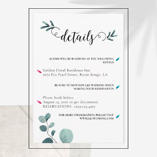 Tarjeta De Recepción Detalles de la caligrafía de ejemplo Eucalyptus Bo