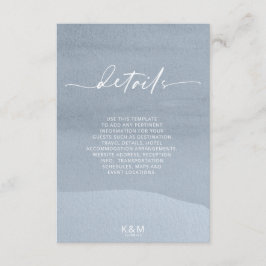 Tarjeta De Recepción Detalles de la caligrafía Floral Dusty Blue ID771