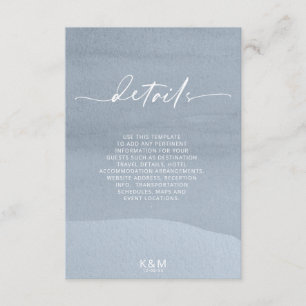 Tarjeta De Recepción Detalles de la caligrafía Floral Dusty Blue ID771