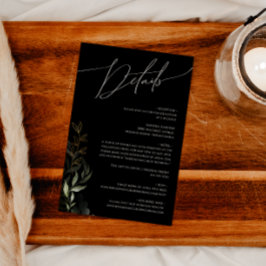 Tarjeta De Recepción Detalles de la caprichosa vegetación negro y oro