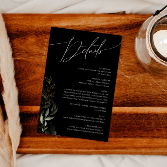 Tarjeta De Recepción Detalles de la caprichosa vegetación negro y oro (Subido por el creador)