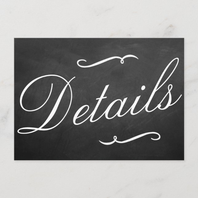 Tarjeta De Recepción Detalles de la colección de Bodas de Chalkboard (Anverso)