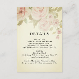 Tarjeta De Recepción Detalles de la cosecha de color de agua floral ros