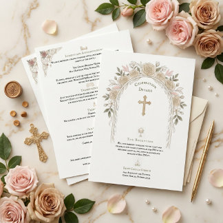 Tarjeta De Recepción Detalles de la Cruz de Boda Tradicional Católica