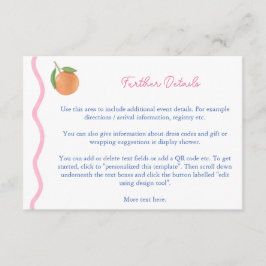 Tarjeta De Recepción Detalles de la ducha Boho Citrus Squiggle Wedder