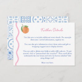 Tarjeta De Recepción Detalles de la ducha Boho Citrus Squiggle Wedder