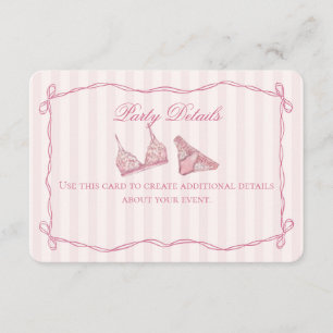 Tarjeta De Recepción Detalles de la ducha de lencería de encaje rosa pa
