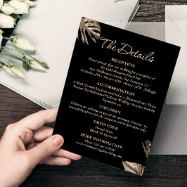 Tarjeta De Recepción Detalles de la elegante boda Black and Gold Modern