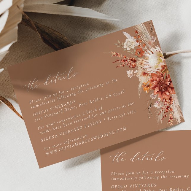 Tarjeta De Recepción Detalles de la elegante boda Boho Dahlia Wildflowe (Subido por el creador)