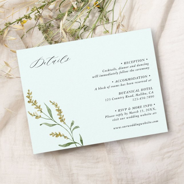 Tarjeta De Recepción Detalles de la elegante boda de flor silvestre Min (Subido por el creador)