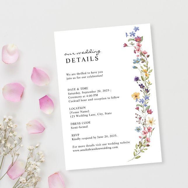 Tarjeta De Recepción Detalles de la elegante boda de la flor silvestre  (Subido por el creador)