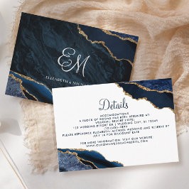 Tarjeta De Recepción Detalles de la elegante boda de la Marina Blue Gol