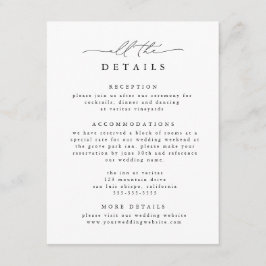 Tarjeta De Recepción Detalles de la elegante boda en blanco y negro