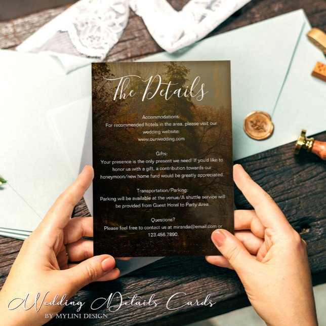 Tarjeta De Recepción Detalles de la elegante y moderna boda de otoño rú (Subido por el creador)