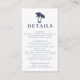 Tarjeta De Recepción Detalles de la Enclosure de Palm Tree Beach Náutic