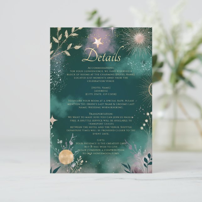 Tarjeta De Recepción Detalles de la esmeralda de la luna mágica celeste (Anverso de pie)