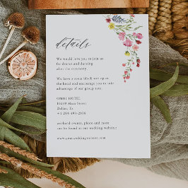 Tarjeta De Recepción Detalles de la espléndida Boda Floral Elegante en