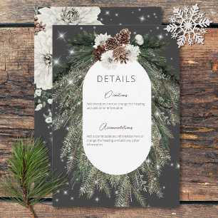 Tarjeta De Recepción Detalles de la espuma de invierno de Boho Charcoal