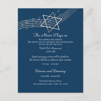Tarjeta De Recepción Detalles de la Estrella Musical de David Mitzvah