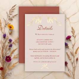 Tarjeta De Recepción Detalles de la eterna boda rústica floral