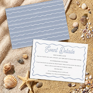 Tarjeta De Recepción Detalles de la Fiesta de Playa Moderna en Azul Pol