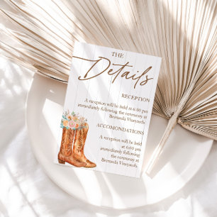 Tarjeta De Recepción Detalles de la Fiesta de Regalos Nupciales de Bota