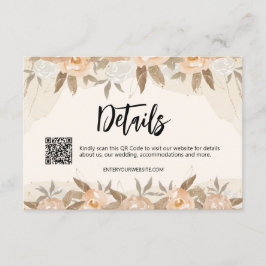 Tarjeta De Recepción Detalles de la floral de color de arena rustica