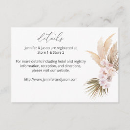 Tarjeta De Recepción Detalles de la Floral de la Playa de Grass Boho Pa