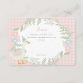 Tarjeta De Recepción Detalles de la floral rosa Silly Goose Gingham