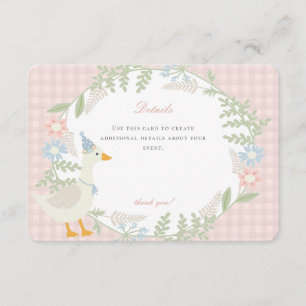 Tarjeta De Recepción Detalles de la floral rosa Silly Goose Gingham