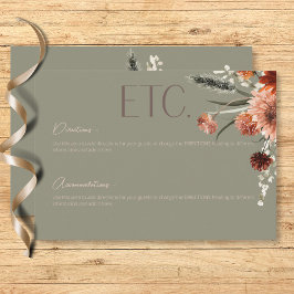 Tarjeta De Recepción Detalles de la franja floral de roya y otoño neutr