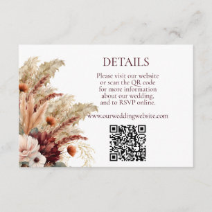 Tarjeta De Recepción Detalles de la Grasa Boho Terracotta Fall Florals 