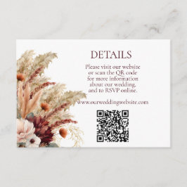 Tarjeta De Recepción Detalles de la Grasa Boho Terracotta Fall Florals