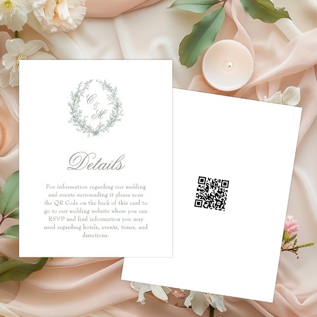 Tarjeta De Recepción Detalles de la guirnalda botánica del Monograma Ve (Subido por el creador)