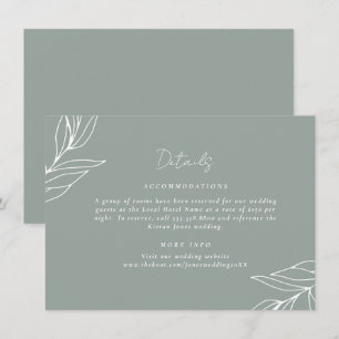 Tarjeta De Recepción Detalles de la hoja botánica de la boda del jardín