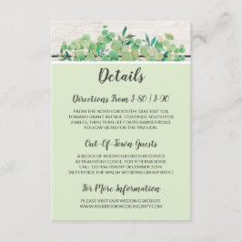 Tarjeta De Recepción Detalles de la hoja de maderas y eucalipto rústico