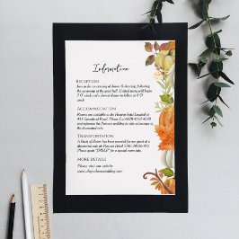 Tarjeta De Recepción Detalles de la información del boda de otoño
