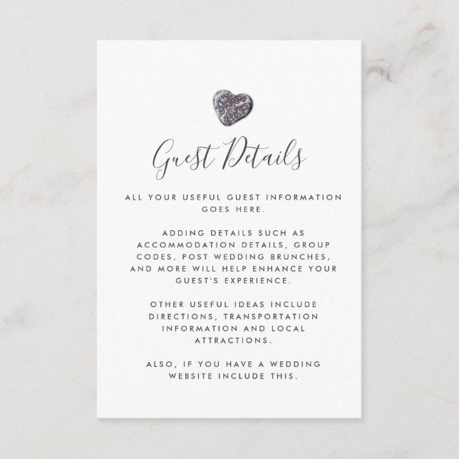 Tarjeta De Recepción Detalles de la información para invitados de Descu (Anverso)