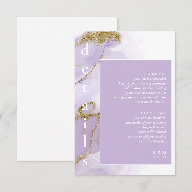 Tarjeta De Recepción Detalles de la Lavanda Lux Ink Resumen ID990 (Anverso / Reverso)