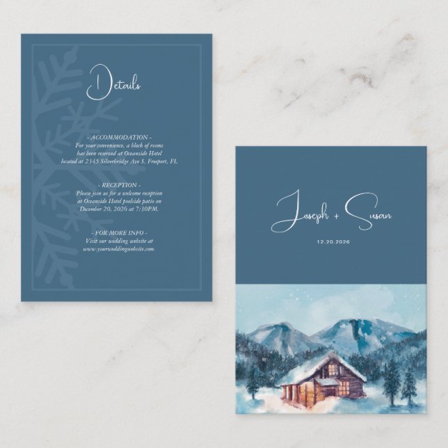 Tarjeta De Recepción Detalles de la montaña nevada de la selva acuática (Anverso / Reverso)