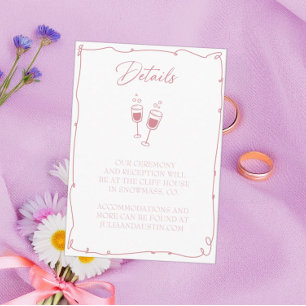 Tarjeta De Recepción Detalles de la novia dibujada por la mano rosada d