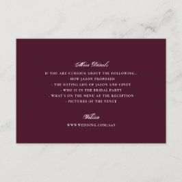Tarjeta De Recepción Detalles de la Página Web Formal de la Boda de Bor